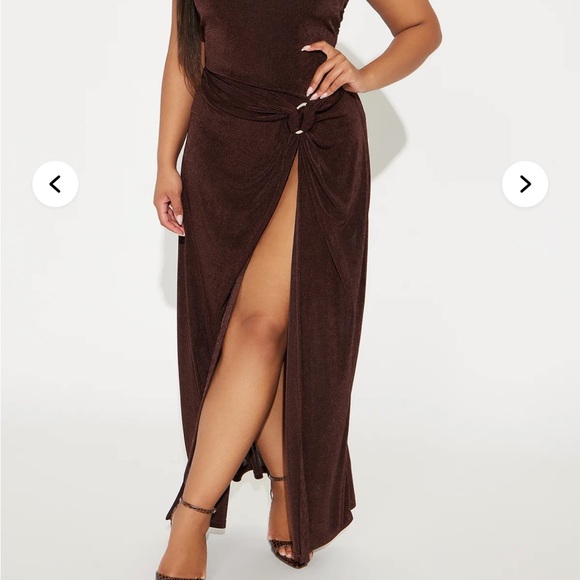 Fashion Nova Clara Slinky Chocolate Maxi Dress - Picture 3 of 11